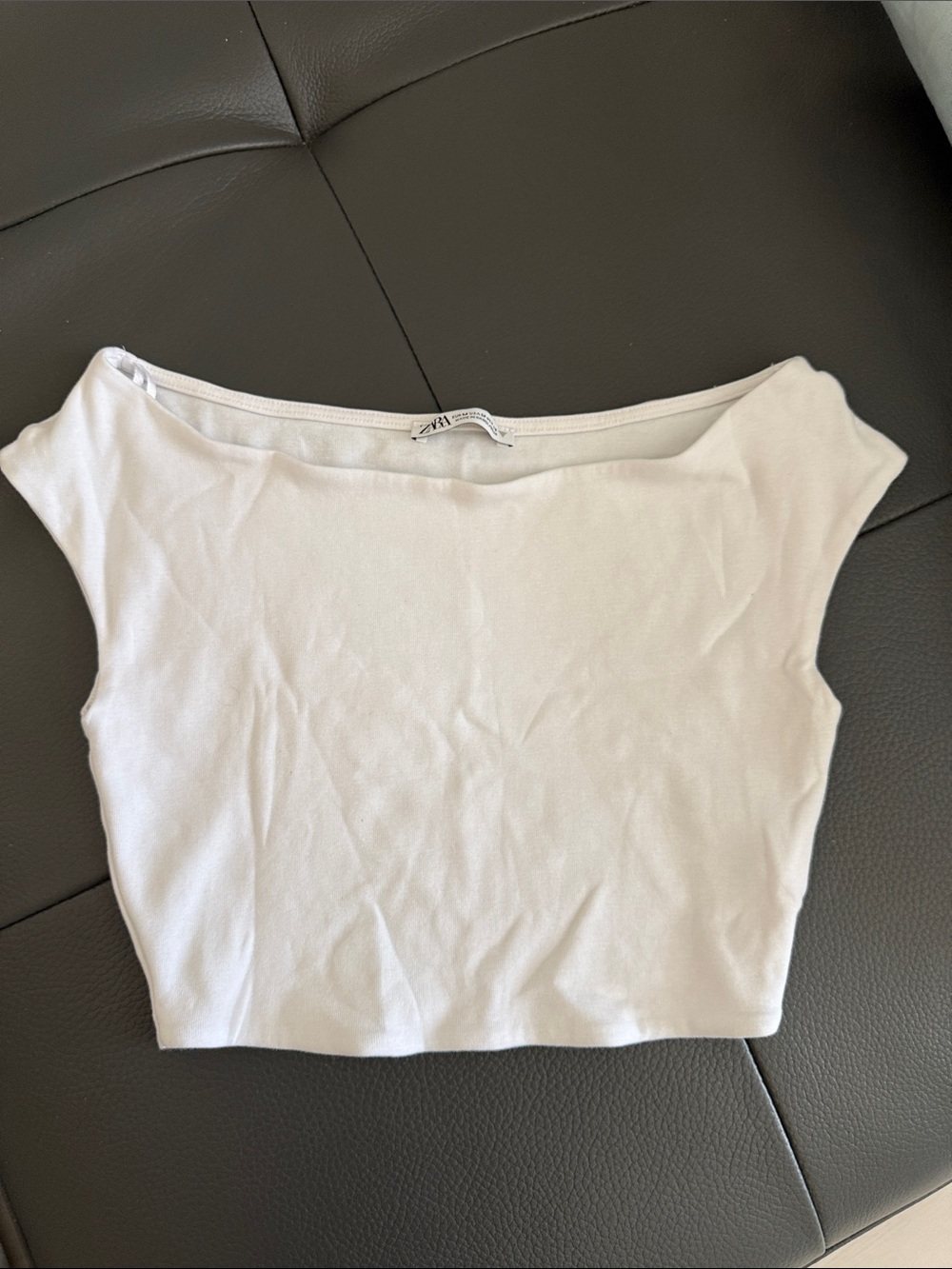 Zara Cream Off-Shoulder Crop Top